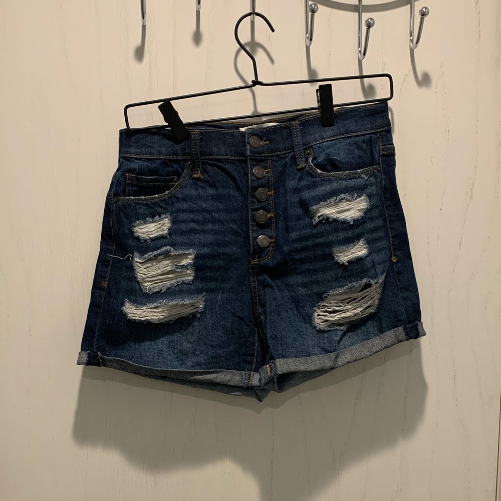 Juniors MUDD Distressed Button Fly Shorts